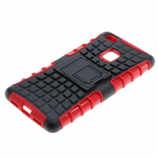 OTB Shockproof Case mit Stnder kompatibel zu Huawei P9 Lite schwarz-rot