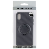 PETER JCKEL Finger Loop Cover Carbon Style fr Apple iPhone X - Black