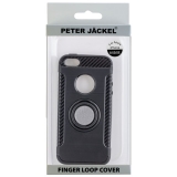 PETER JCKEL Finger Loop Cover Carbon Style fr Apple iPhone 5 / 5S / SE - Black