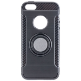 PETER J�CKEL Finger Loop Cover Carbon Style f�r Apple iPhone 5 / 5S / SE - Black