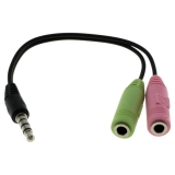 OTB Audiokabel 2 x 3,5mm Klinken-Buchse auf 3,5mm Klinken-Stecker Stereo (PC-Headset > iPhone)